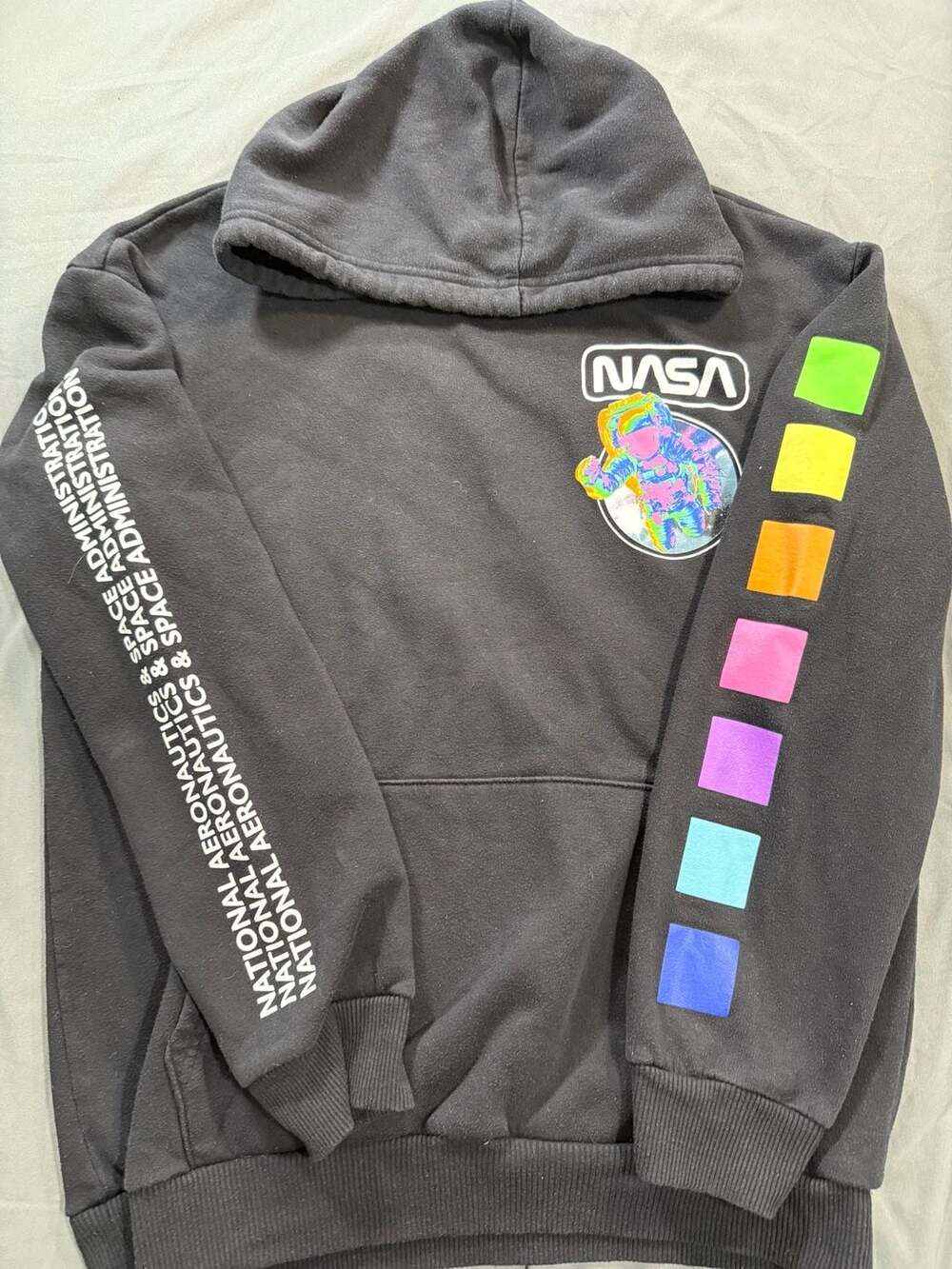 Hyper Space NASA Astronaut Graphic Hoodie Black Size L